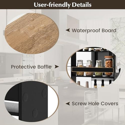 LOKO Slim Storage Cart, 4-Tier Rolling Cart with Handle & Wooden Top for Kitchen Bathroom Laundry Living Room Narrow Small Spaces, 5 Inches Width (Black & Natural) - color: Black & Natural