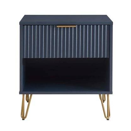BROVAVE Sturdy Metal Legs Bedside Stand, Nightstand with Textured Drawer, Accent Table for Bedroom for Indoor use, Dark Blue - color: Dark Blue