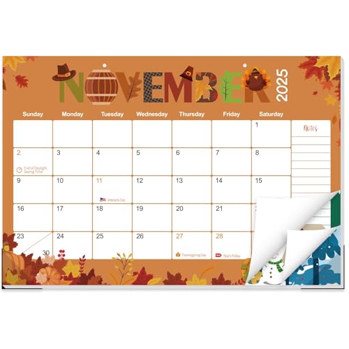 GuassLee Desk Calendar 2026 - Colorful Desk Calendar from Sep. 2025-Mar. 2027, 17 x 11.5 inches, 19 Monthly Calendar with Hanging Rope, Notes and Large Ruled Blocks for Home School Office - color: September 19month orange, size: 17"x11.5"