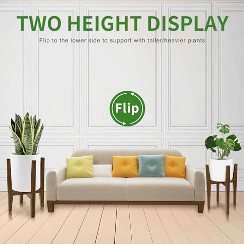 Plant Stand Indoor, Adjustable Bamboo Plant Holder, Modern Flower Pot Holder Rack, Plant Shelf, Fits 8 to 12 Inches Potts (Pot & Plant Not Included)