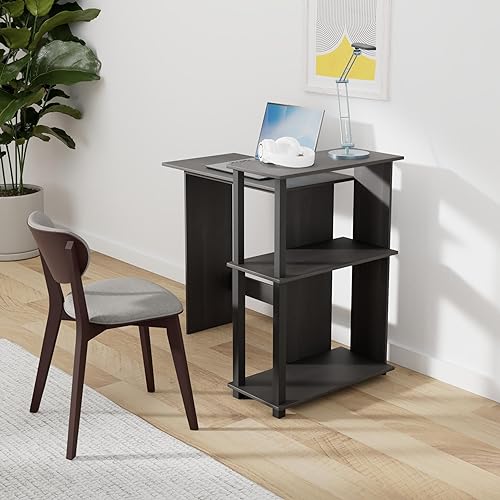 Furinno Abbott Corner Computer Desk with Bookshelf, Espresso/Black - color: Espresso/Black