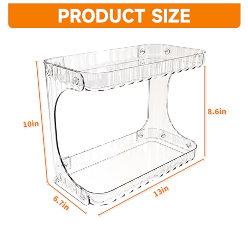 Clear 2 Tier Bathroom Organizer Countertop,10 Inch High-Capacity Vanity Shelf Organizer and Bathroom Tray for Beauty,Lotion,Skin Care,Face Products Make Up,Cosmetic Storage and Perfume Organizers