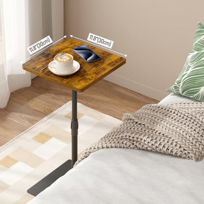 TUTOTAK Tall Side Table, Wide Top End Table, Adjustable Height Drink Table | Pedestal Table for Small Spaces, Accent Nightstand, livingroom, Bedroom, Brown TB01BB097 - color: Brown, size: 1 Pack, style: Square