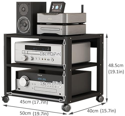 3/4/5 Tier Audio-Video Media Stand with Adjustable Shelves, Home Stereo System Entertainment Components Cabinet for Gaming, Meeting, Living, Recording Room, Black(50x40x48.5cm) - size: 50x40x48.5cm