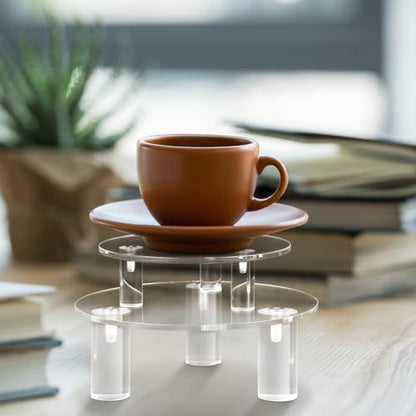 Lineshading 3 Pcs Round Acrylic Display Riser Clear Round Stands Clear Pedestal Riser Board for Cake Plant Dessert Jewelry Collectible Cupcake Figure Wedding Birthday Party Decor(5'', 6'', 8'') - size: 5'',6'',8'', style: Round