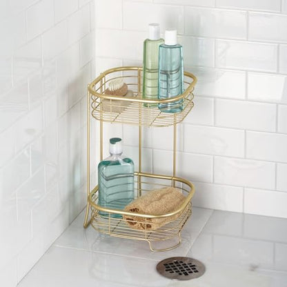 iDesign 2-Tier Square Shower Caddy Organizer, Gold | Bathroom, Freestanding