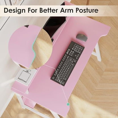 ALISENED 31.5 Inch Small Office Desk with Storage, Small Desk for Small Spaces, Compact Home Office Desk, Mini Study Desk for Bedroom, Pink - color: Pink