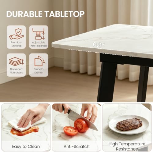 Modern 47.2"-63" Extendable Rectangular Dining Table, White | Removable Extension Leaf, Durable MDF Tabletop, Accommodates 4-8 Guests, Industrial Dining Room Small Kitchen & Dinner Spaces - color: 47.2'' - 63'' White Table