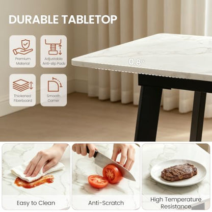 Modern 47.2"-63" Extendable Rectangular Dining Table, White | Removable Extension Leaf, Durable MDF Tabletop, Accommodates 4-8 Guests, Industrial Dining Room Small Kitchen & Dinner Spaces - color: 47.2'' - 63'' White Table