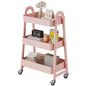 DUMOS 3 Tiers Metal Rolling Utility Cart with Lockable Wheels, Mobile Storage Organizer, Utility Shelving Unit for Kitchen, Office, Bathroom, Laundry, Narrow Places, Pink - color: 3 Tiers Pink