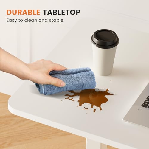 Sweetcrispy Overbed Table, Bedside Table, Mobile Standing Desk | Adjustable Wheels, Rolling Laptop Cart, Hospital Home Use, Space Saving Frame, Milky - color: Milky
