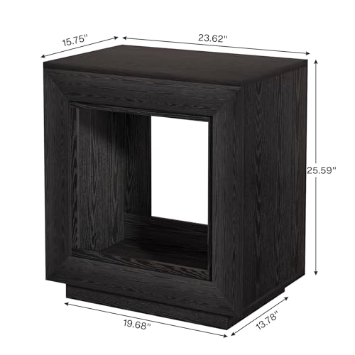 Tribesigns Rustic Brown End Table, 24" Side Table with Storage Shelf, Farmhouse Style Nightstand Bedside Table (1, Black) - color: Black