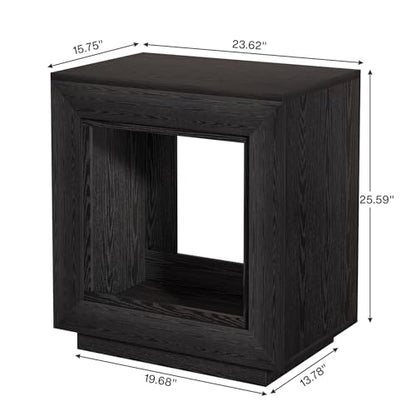 Tribesigns Rustic Brown End Table, 24" Side Table with Storage Shelf, Farmhouse Style Nightstand Bedside Table (1, Black) - color: Black