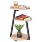 BEWISHOME Small Round Side Table, End Table with Storage Shelves, Greige | Metal Frame, 3-Tier Shelves, Nightstand Bedside Table, Small Couch Coffee Table, KTZ41G - color: Greige, size: without PowerOutlet