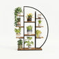 Tall Metal Plant Stand with Grow Light, 9-Tier Moon-Shaped LED Flower Rack, Multi-layer Display Holder for Living Room Balcony