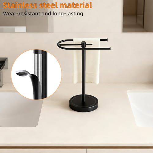 Towel Holder Stand, Stainless Steel Hand Towel Holder Rack for Bathroom Countertop, C-Shape Free Standing Towel Bar Holds 2 Towels for Bathroom Kitchen Countertop, Matte Black - size: U-Shape