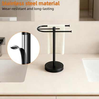 Towel Holder Stand, Stainless Steel Hand Towel Holder Rack for Bathroom Countertop, C-Shape Free Standing Towel Bar Holds 2 Towels for Bathroom Kitchen Countertop, Matte Black - size: U-Shape