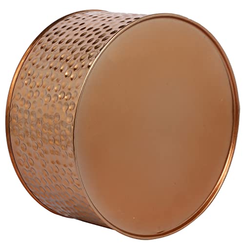 MyGift Modern Hammered Copper Tone Planter Pot, 8 and 10 Inch Metal Round Plant Container with Matte Black Wire Stand, Set of 2 - Handcrafted in India - color: Copper
