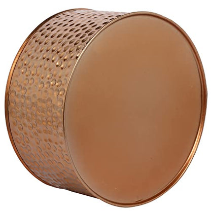 MyGift Modern Hammered Copper Tone Planter Pot, 8 and 10 Inch Metal Round Plant Container with Matte Black Wire Stand, Set of 2 - Handcrafted in India - color: Copper