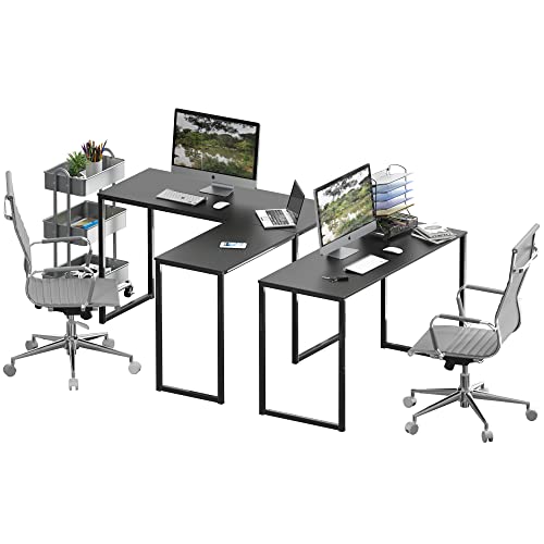 SHW Mission 48 x 48 Inches L-Shape Home Office Computer Desk, Black - color: Black, size: 48-Inch L-Shaped