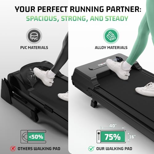 FUNMILY Upgrade Walking Pad Folding Treadmill with 12%/15% Incline & Handle Bar, 3.5HP Foldable Under Desk Compact Treadmills for Home/Office/Gym, 400+lb Capacity, Shock Absorption - color: Gloss Black