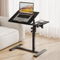 Overbed Table with Wheels Rolling, Adjustable Mobile Bedside Desk | Flip-Top, Laptop Table, C Shaped End Side Table for Couch, Sofa, Bed, Recliner and Home Use, Large Black - color: Large Black