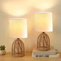 EJIAXIN Rattan Lamp Boho Lamps Set of 2-13.75" Mini Farmhouse Table Lamp Rustic End Table Decorative Small Lamps for Small Spaces Bedroom Nightstand Living Room Reading Desk Side Table Lamp - style: Rustic