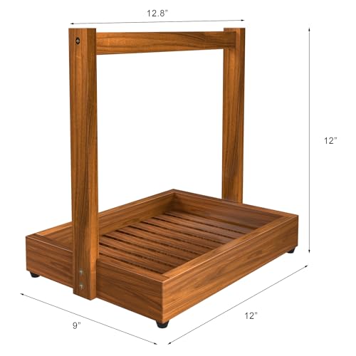 Teak Shower Caddy, Bathroom Organizer Basket with Non-Slip Base | Versatile Teak Basket Stores Toiletries, Towels, Toilet Paper, Spices or Fruit, with a Non-slip Base for Stable Placement - size: 1 Tier