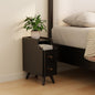 AQIMUELE Small Nightstand with Drawers, Solid Wood Narrow Bedside Table, Narrow Nightstand for Bedroom - color: 1 Pc(black), size: 15.74''D*7.87''W*19.68''H