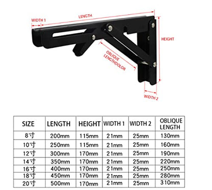 Black Folding Shelf Brackets Max. Load 220 lb, Heavy Duty DIY Wall Mounted Shelf Bracket Space Saving for Table Work Bench (6 INCEH-4PCS) - size: 6 INCH-4PCS