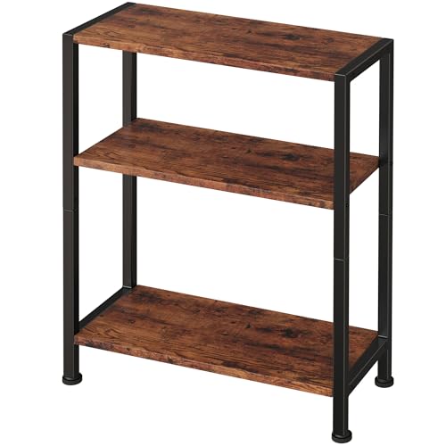 3-Tier Side Table, Small End Table, Sofa Side Table for Narrow Spaces, Slim End Table, Nightstand Table, for Living Room Bedroom Office, Rustic Brown - color: Rustic Brown