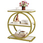 IBUYKE Narrow End Table with 3 Storage Shelves, Industrial Sofa Side Table, Double Round Metal Frames, Slim Nightstand and Bedside Table for Bedroom, Living Room, White with Gold UTMJ418G - color: White With Gold