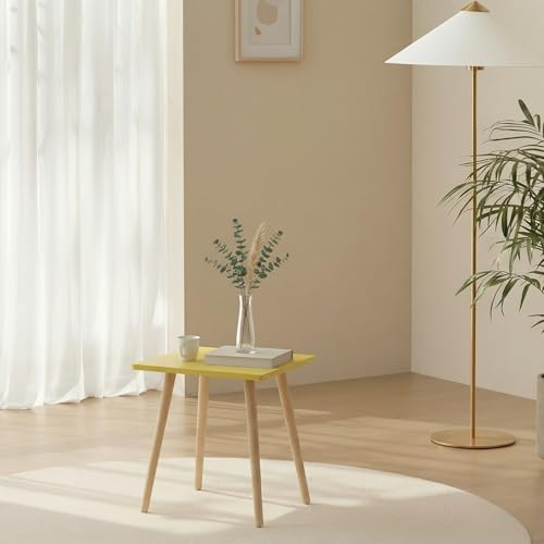 FORAOFUR Side Table, Small End Table Accent Living Room Bedroom Balcony Office, Modern Bedside Home Decor, Easy Assembly, (Yellow, 15.75D x 11.8W 16.54H in) | Yellow wood, modern rectangular, fits living/bedroom/balcony, compact, versatile, sturdy nightst
