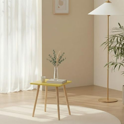 FORAOFUR Side Table, Small End Table Accent Living Room Bedroom Balcony Office, Modern Bedside Home Decor, Easy Assembly, (Yellow, 15.75D x 11.8W 16.54H in) | Yellow wood, modern rectangular, fits living/bedroom/balcony, compact, versatile, sturdy nightst