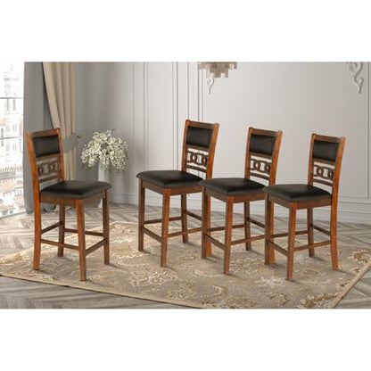 New Classic Furniture Gia Counter Dining Chair (Set of Four), Black PU Upholstered Seat & Back Rest, Brown - color: Brown, size: Set of 4, style: Counter Chair