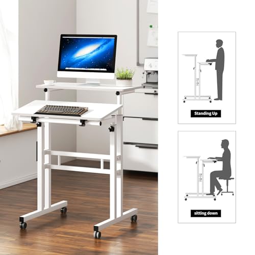 SogesHome Adjustable Laptop Desk Table 23.6inches Portable Laptop Table Computer Stand Desk Cart Tray Table, White - color: White-small Size, size: 23.6''