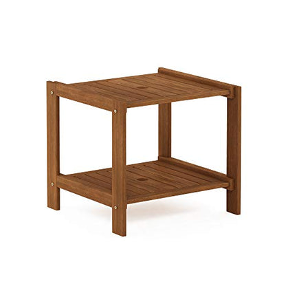 Furinno FG19840T Tioman Hardwood Mississippi Side Table, Natural - color: Natural, size: 18.9"D x 20.5"W x 17.9"H (2 tier)
