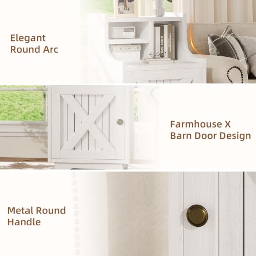 4ever2buy White Nightstand with Storage, 30" Tall Night Stand with Hutch | Farmhouse Tall Bedside Table End Table for Bedroom Living Room Sofa Office, White - color: White