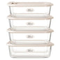 Urban Green Glass Food Storage Containers with Glass Lids, Microwave Safe Food Container Set, Airtight Food Container Set, LeakProof, 100% Plastic Free, White Color, 4pack - color: ‎Ivory White -4s