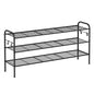 SONGMICS Shoe Rack, 3-Tier Shoe Organizer, Metal Shoe Shelf Storage with 4 Side Hooks, Holds 24 Pairs of Shoes, Height-Adjustable Shoe Rack for Entryway, Hallway, Closet, Ink Black ULMR131B01 - size: 3 Tiers (44.9"W)