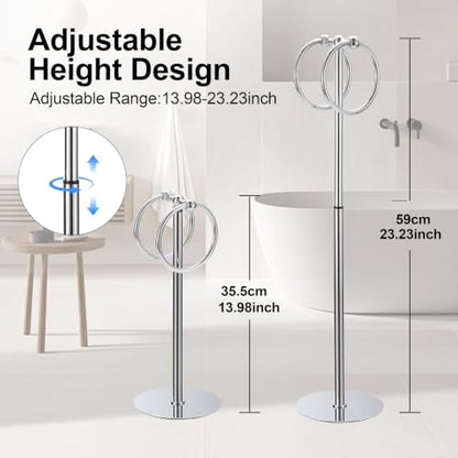 Adjustable Chrome Towel Rack,Freestanding Bathroom Towel Holder - color: Chrome