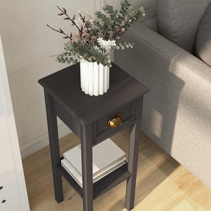 HOMCOM Narrow End Table with Drawer Slim Side Table for Small Spaces Coffee | Tall Telephone Table, Skinny Modern Design, for Small Spaces, Living Room - color: Coffee