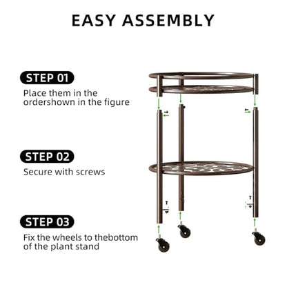 2 Tier Heavy Duty Rolling Plant Stand, 2 Pack Coffee | Indoor & Outdoor,150 lbs Capacity,Easy Move Cart,Balcony, Patio, Garden,Planter with Wheels - color: 2 pack coffee