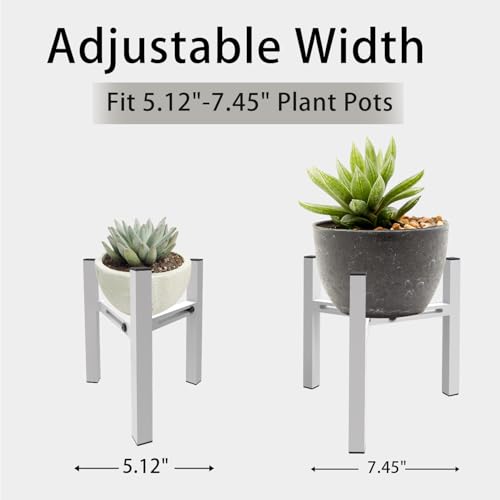 Small Metal Desktop Plant Stand Indoor, Adjustable Plant Holder Fits 5.1-7.5" Pots for Succulents, Bonsai & Office (Without Pots) - color: White