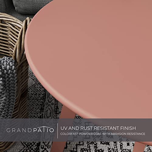 Grand patio Outdoor Side Table Round End Table with Square Feet Small Accent Table Great for Patio Balcony - color: Rose Dawn