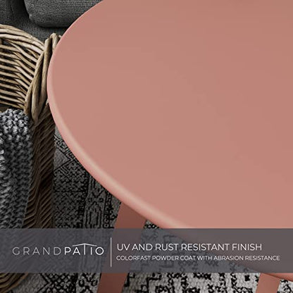 Grand patio Outdoor Side Table Round End Table with Square Feet Small Accent Table Great for Patio Balcony - color: Rose Dawn