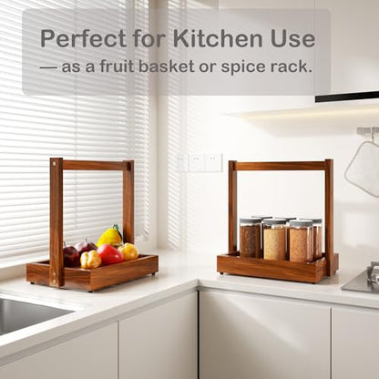 Teak Shower Caddy, Bathroom Organizer Basket with Non-Slip Base | Versatile Teak Basket Stores Toiletries, Towels, Toilet Paper, Spices or Fruit, with a Non-slip Base for Stable Placement - size: 1 Tier