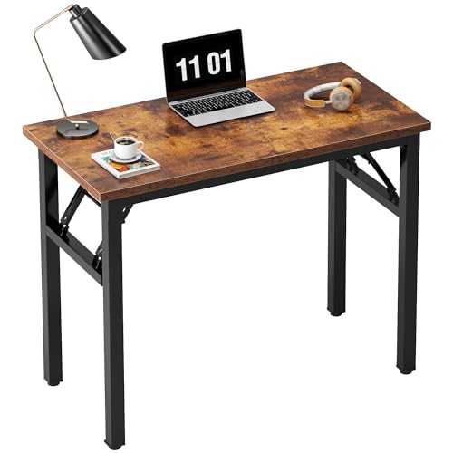 Need Folding Computer Desk - 31.5 Inch Foldable Office Writing Work Study Kids Student Teacher Home Bedroom Table for Small Space, Rustic Brown - color: Rustic Brown, size: 31.5 inches