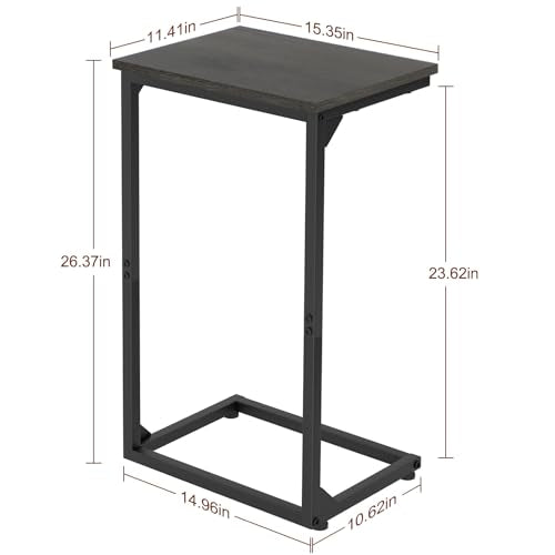 AMHANCIBLE C Shaped End Tables Set of 2, Couch Side Tables that Slide Under Sofa, Slim TV Trays for Living Room and Bedroom, Narrow Space Saving Laptop Workstation, Dark Grey HET02BDG - color: Dark Grey