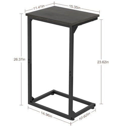 AMHANCIBLE C Shaped End Tables Set of 2, Couch Side Tables that Slide Under Sofa, Slim TV Trays for Living Room and Bedroom, Narrow Space Saving Laptop Workstation, Dark Grey HET02BDG - color: Dark Grey